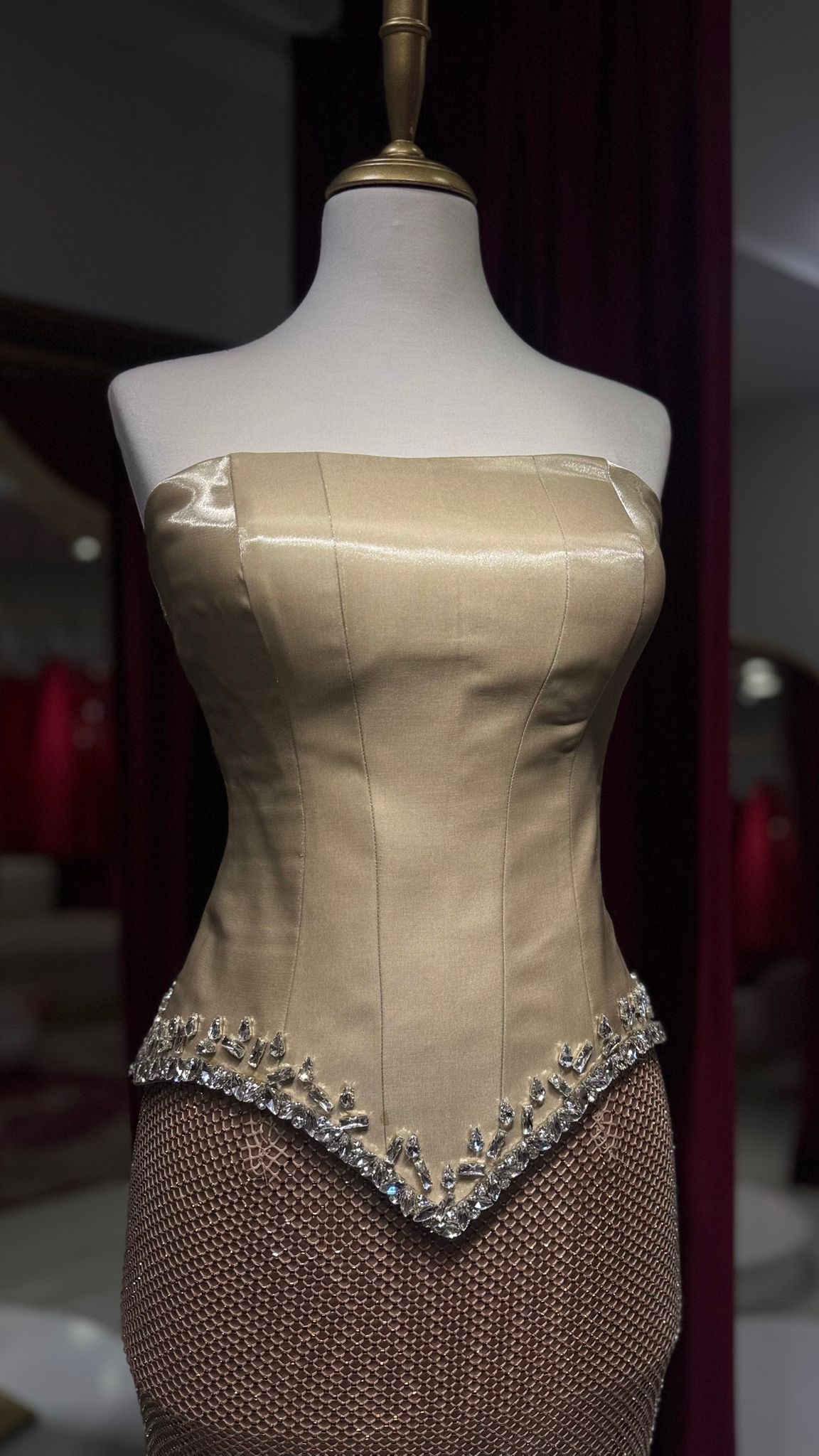 Korsajlı Taş İşleme Prada Etekli Abiye